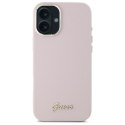 Guess GUHCP16MSMBSLP iPhone 16 Plus 6.7" różowy/pink hardcase Silicone Script Metal Logo & Frame