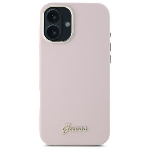 Guess GUHCP16MSMBSLP iPhone 16 Plus 6.7" różowy/pink hardcase Silicone Script Metal Logo & Frame