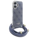 Guess GUHCP16SHC4SEB iPhone 16 6.1" niebieski/blue hardcase Crossbody Cord 4G Print