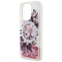 Guess GUHMP16LLFMWTP iPhone 16 Pro 6.3" różowy/pink hardcase Liquid Glitter Flower MagSafe