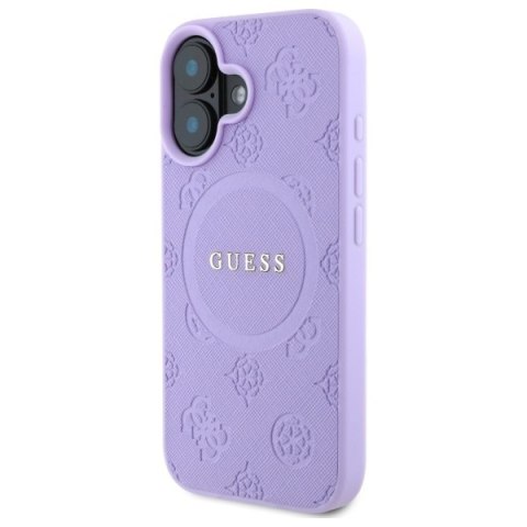 Guess GUHMP16MPSAPSMEU iPhone 16 Plus 6.7" fioletowy/purple hardcase Saffiano Peony Classic Logo MagSafe