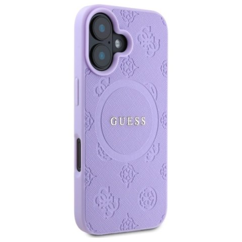 Guess GUHMP16MPSAPSMEU iPhone 16 Plus 6.7" fioletowy/purple hardcase Saffiano Peony Classic Logo MagSafe