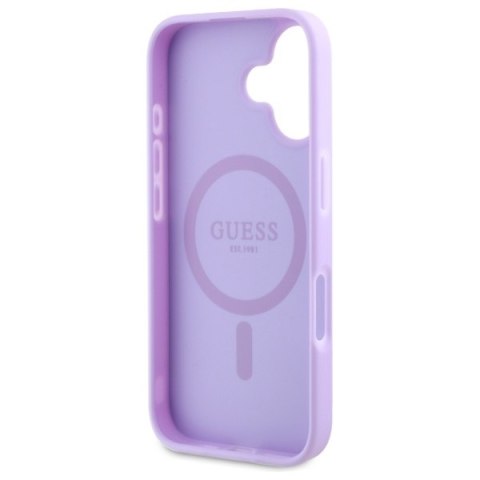 Guess GUHMP16MPSAPSMEU iPhone 16 Plus 6.7" fioletowy/purple hardcase Saffiano Peony Classic Logo MagSafe
