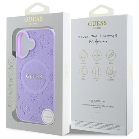 Guess GUHMP16MPSAPSMEU iPhone 16 Plus 6.7" fioletowy/purple hardcase Saffiano Peony Classic Logo MagSafe