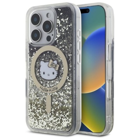 Hello Kitty HKHMP16XLGDIK iPhone 16 Pro Max 6.9" czarny złoty/black gold hardcase Liquid Glitter Fever MagSafe