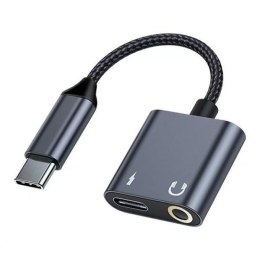 Beline Adapter rozdzielający USB-C na USB-C/Jack 3,5mm czarny/black DAC BLNAA01