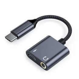 Beline Adapter rozdzielający USB-C na USB-C/Jack 3,5mm czarny/black DAC BLNAA01