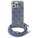 Guess GUHCP16LHC4SEB iPhone 16 Pro 6.3" niebieski/blue hardcase Crossbody Cord 4G Print