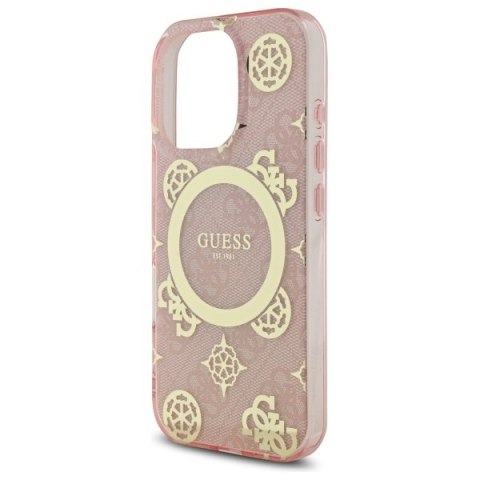 Guess GUHMP16LH4PYEEP iPhone 16 Pro 6.3" różowy/pink hardcase IML Peony On 4G Background MagSafe