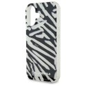 Karl Lagerfeld KLHCP16SHZBPKCCK iPhone 16 6.1" czarny/black hardcase IML Zebra Pattern & Cord