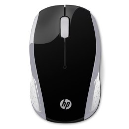 HP mysz 200 Wireless Pike Silver, 1000DPI, 2.4 [GHz], optyczna, 3kl., 1 scroll, bezprzewodowa, srebrna, 2 szt AAA, MacOS X 10.x,