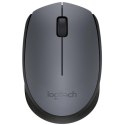 Logitech Mysz M170, 1000DPI, 2.4 [GHz], optyczna, 3kl., 1 scroll, bezprzewodowa, szara, 1 szt AA, odbiorn nano USB, biurowy