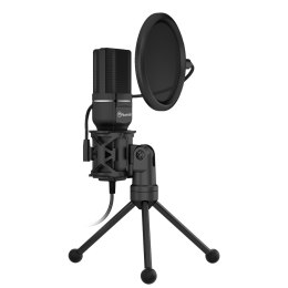 Marvo, mikrofon streamingowy / studyjny MIC-03, mikrofon, bez regulacji głośności, czarny, na obrotowym trójnogu, 270°