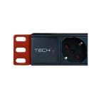 Techly I-CASE STRIP-81V2 rozdzielacz zasilania PDU 8 x gniazdo sieciowe 1U Czarny, Czerwony