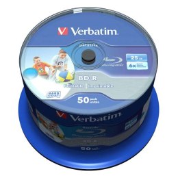 Verbatim BD-R SL, Hard Coat protective layer Wide Inkjet Printable, 25GB, Spindle, 43812, 6x, 50-pack, do archiwizacji danych