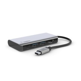 Hub Belkin Connect USB-C 4-in-1 Multiport Adapter 1x4k HDMI/2xUSB-A/1xUSB-C PD3.0 Grey