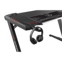 ULTRADESK Biurko dla gracza ROCKET BLACK, 128x68 cm, 78 cm, z XL podkładką pod mysz, uchwyt na słuchawki i napój