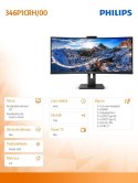 Monitor 346P1CRH 34 cale VA Curved HDMI DP USB-C Kamera