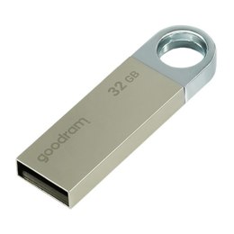Goodram USB flash disk, USB 2.0, 32GB, UUN2, srebrny, UUN2-0320S0R11, USB A, z oczkiem na brelok