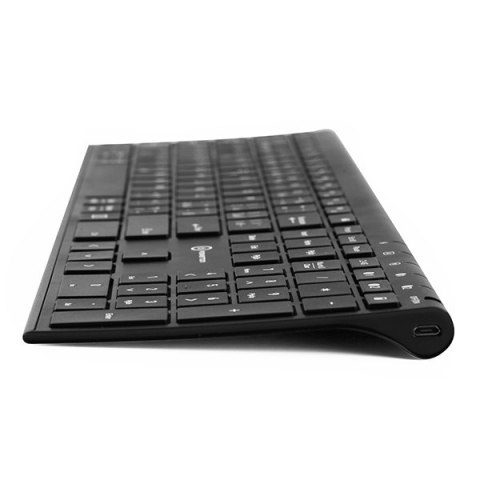 Powerton UltraSlim, Klawiatura CZ/SK, Multi-Device typ 2.4 GHz Dongle + Dual Bluetooth, bezprzewodowa, czarna