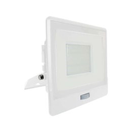 Projektor LED V-TAC VT-158S z mufą przyłączeniową 50W 6500K 4000lm czujnik ruchu (SKU 20279) Biały