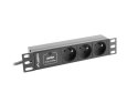 Listwa RACK Lanberg PDU-03E-0200-BK (3 x Typ E; 16 A (3680 W); 2m; kolor czarny)