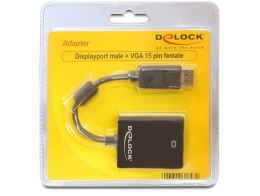 DeLOCK 61848 adapter kablowy 0,125 m VGA (D-Sub) DisplayPort Czarny