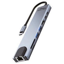 MEDIA-TECH HUB USB 8 IN 1 GIGA LAN HUB MT5046