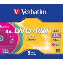 Verbatim DVD+RW, 43297, DataLife PLUS, 5-pack, 4.7GB, 4x, 12cm, General, Standard, slim box, Colour, bez możliwości nadruku, do 