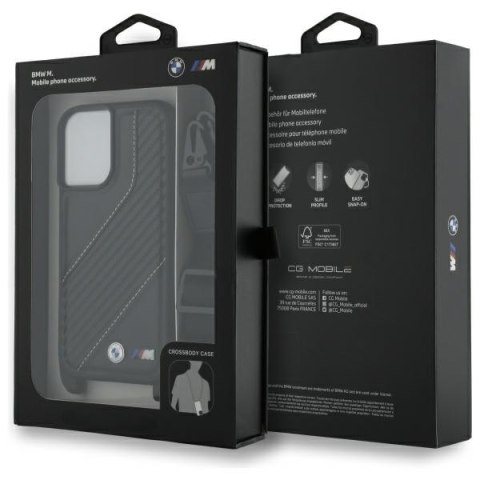 BMW BMHCP16M23PSCCK iPhone 16 Plus 6.7" czarny/black hardcase M Edition Carbon Stripe & Strap