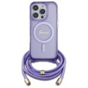 Guess GUHMP16LHCTSGNSU iPhone 16 Pro 6.3" fioletowy/purple hardcase Crossbody Cord Script MagSafe