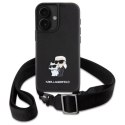 Karl Lagerfeld KLHCP16SSAKCPBK iPhone 16 6.1" czarny/black hardcase Saffiano Karl&Choupette Metal Pin CBDY Strap