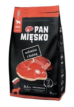 PAN MIĘSKO Wołowina z koziną (dorosły) chrupki XS - Karma sucha dla psa - 9kg