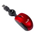 Genius Mysz Micro Traveler V2, 1200DPI, optyczna, 3kl., 1 scroll, przewodowa USB, czerwona, Micro