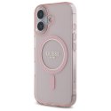 Guess GUHMP16SHFGEREP iPhone 16 6.1" różowy/pink hardcase IML Glitter Circle MagSafe