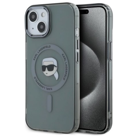 Karl Lagerfeld KLHMP15SHLSKIK iPhone 15 6.1" czarny/black hardcase IML Metal Karl Head MagSafe