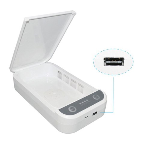 Sterylizator UV Powerton, do telefonów komórkowych i biżuterii, do 6,5", 10 W, biała