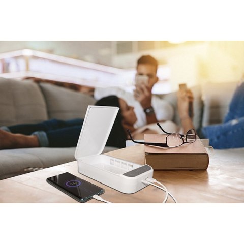 Sterylizator UV Powerton, do telefonów komórkowych i biżuterii, do 6,5", 10 W, biała