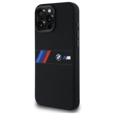 BMW BMHMP16X23SAXK iPhone 16 Pro Max 6.9" czarny/black hardcase Silicone Middle Stripe MagSafe