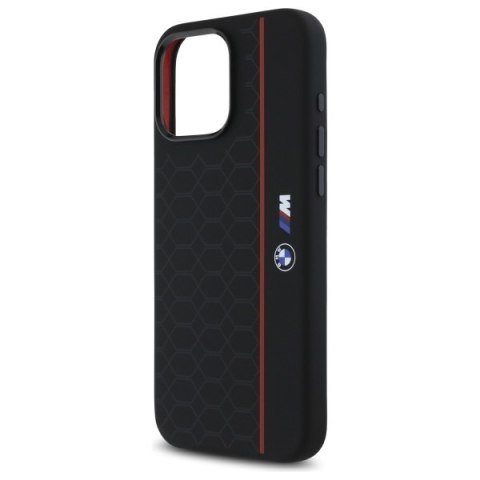 BMW BMHMP16X23SHER iPhone 16 Pro Max 6.9" czarny/black hardcase Silicone Hexagon Red Line MagSafe