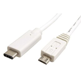 Kabel USB (2.0), USB micro B M- USB C M, 1m, okrągły, biały, plastic bag