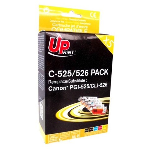 UPrint kompatybilny ink / tusz z CLI526, 2xblack/1xcyan/1xmagenta/1xyellow, C-525/526 PACK, z chipem, dla Canon Pixma MG5150, M