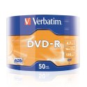 Verbatim DVD-R, 43788, 50-pack, 4.7GB, 16x, 12cm, Matt Silver, wrap, Azo+, do archiwizacji danych