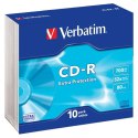 Verbatim CD-R, 43415, DataLife, 10-pack, 700MB, Extra Protection, 52x, 80min., 12cm, bez możliwości nadruku, slim box, Standard,