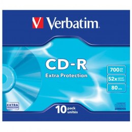 Verbatim CD-R, 43415, DataLife, 10-pack, 700MB, Extra Protection, 52x, 80min., 12cm, bez możliwości nadruku, slim box, Standard,