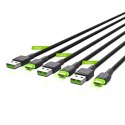 GREEN CELL ZESTAW KABLI KABGCSET03 3X KABEL GC RAY USB - USB-C 30CM, ZIELONY LED