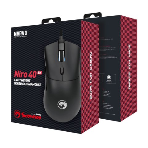 Mysz przewodowa, Marvo Niro 40 Black, czarna, optyczna, 12000DPI