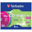 Verbatim CD-RW, 43167, DataLife PLUS, 5-pack, 700MB, Serl, 8-12x, 80min., 12cm, Color, bez możliwości nadruku, slim box, Color, 