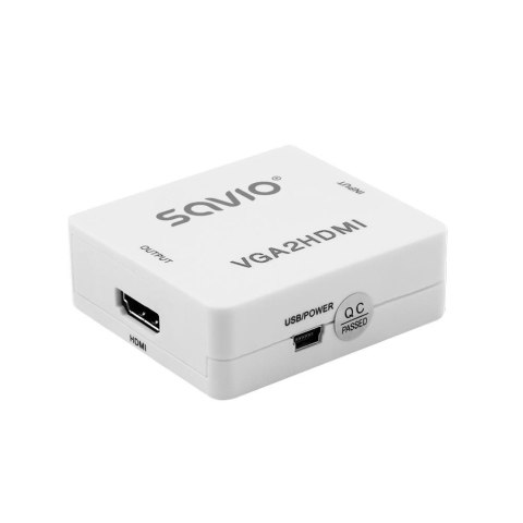 Adapter/Konwerter VGA Savio CL-110 VGA (F)+minijack(F) - HDMI A/F Full HD/1080p 60Hz