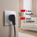 Przedłużacz 1,5m 250VAC 10A 4 gniazda MCE508 B Port USB-C Quick charge 2.0 IP20